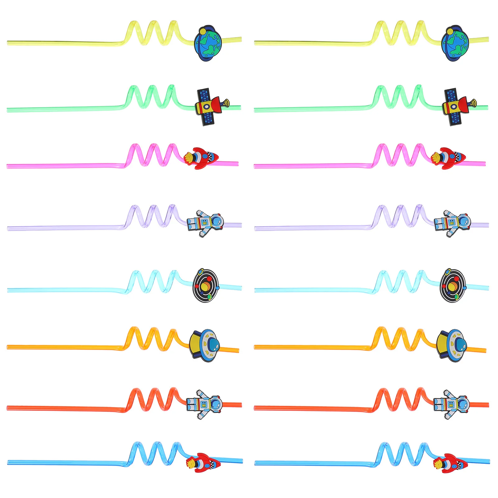 

16Pcs Outer Space Party Straws Bendable Reusable Drinking Straws for Kids Space Themed Birthday Celebration Decorative Drink