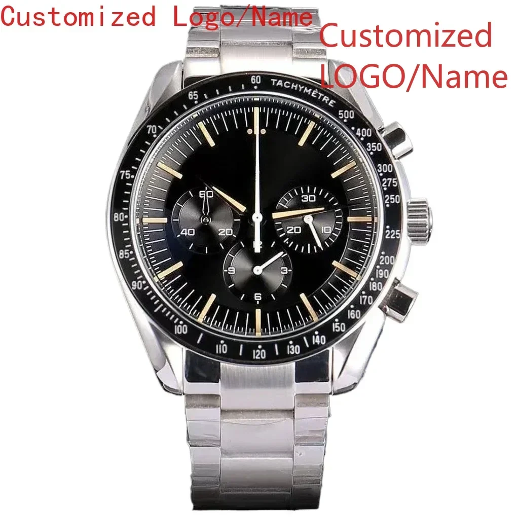A88 Store  Men Automatic Mechanical Watches Stainless Steel Watch Black Ceramic Bezel Leather Strap Sapphire Customized
