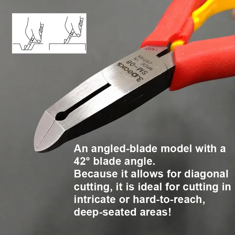 3.Peaks SM-06 42° Angled Edge Cut Nipper 115mm Precision Cutter Jewelry Model Electronics Narrow Space Trimming Tool