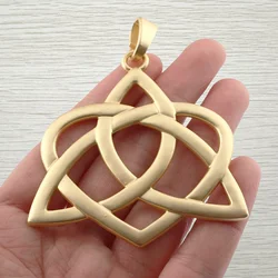 1 x Matte Gold Color Large Celtics Knot Trinity Triquetra Heart Amlut Charm Pendant DIY Necklace Jewelry Making Accessories