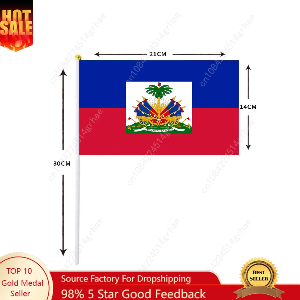 

Флаг Гаити, размахивающий вручную флаг Гаити, маленькие мини-ручные флаги, 10 шт., 14x21 см, Кубок мира, поддержка спортивных мероприятий, ручной флаг