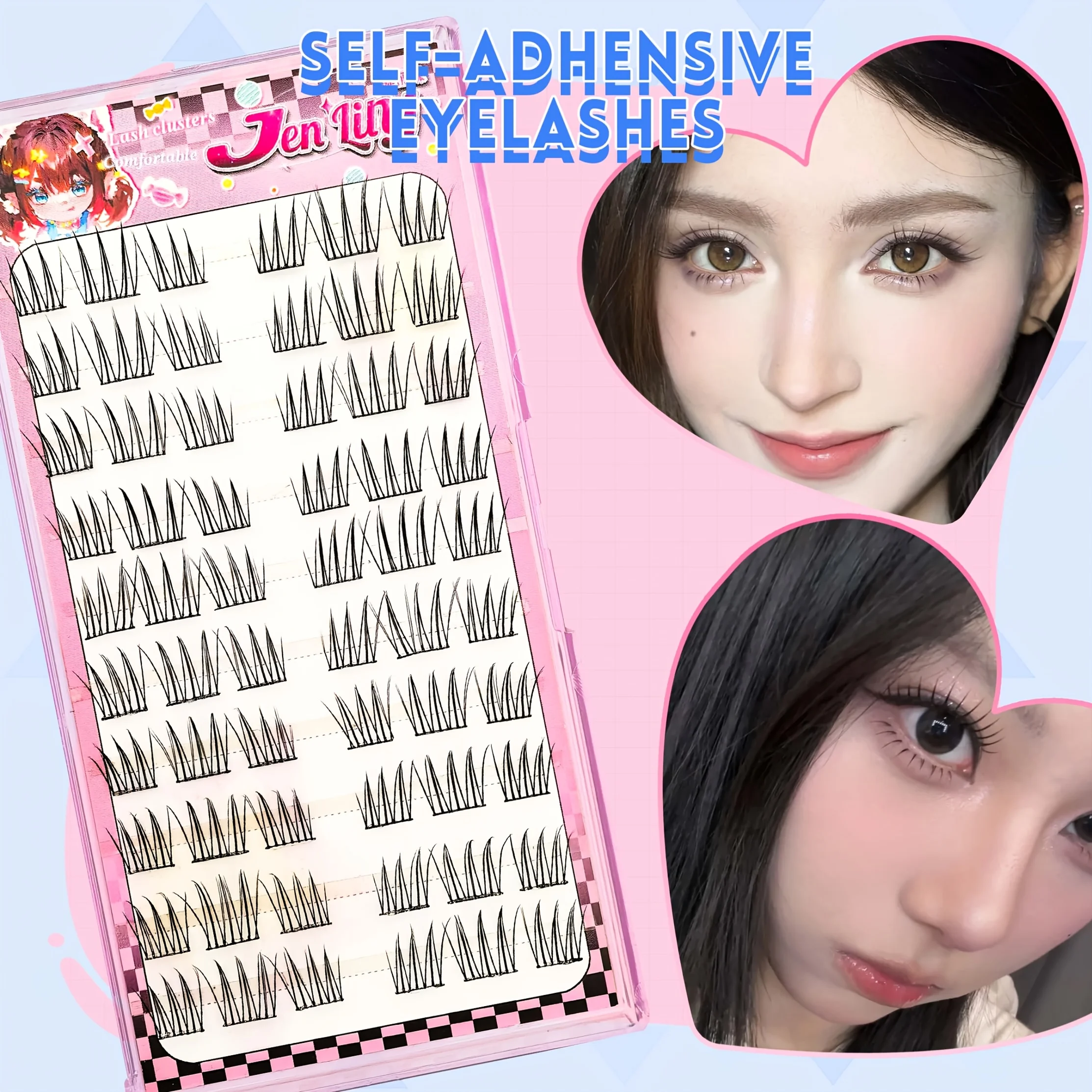 Selbstklebende Hunde-Augen-Cluster-Wimpern, 6/10 Reihen, gekräuselt, 12 mm, natürlicher, länglicher Look, passend, kein Kleber erforderlich, schnelle Anwendung – Detail 9