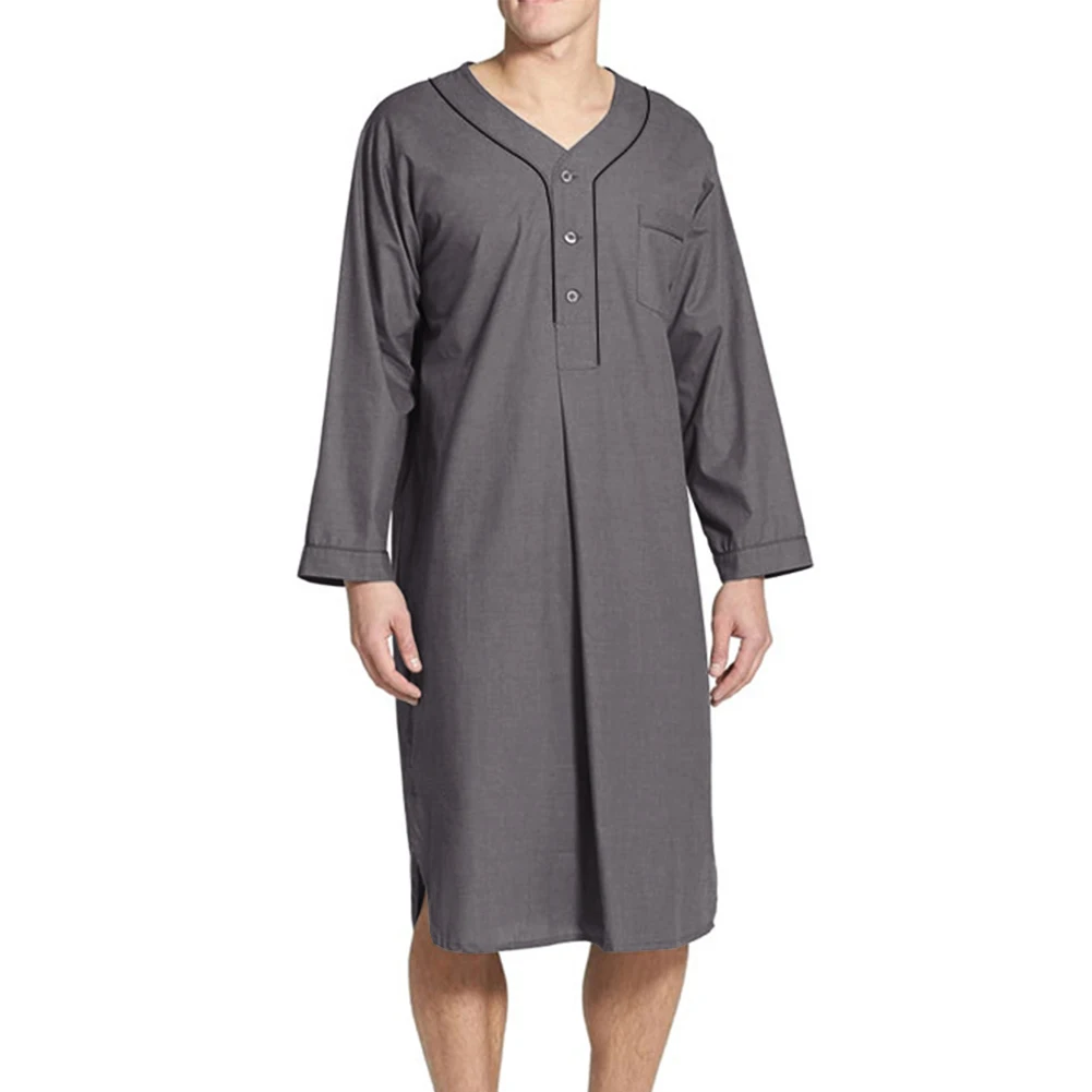 Men Muslim Clothing Long Sleeve Jubba Saudi Arab Long Kaftan Thobe Loose Robe