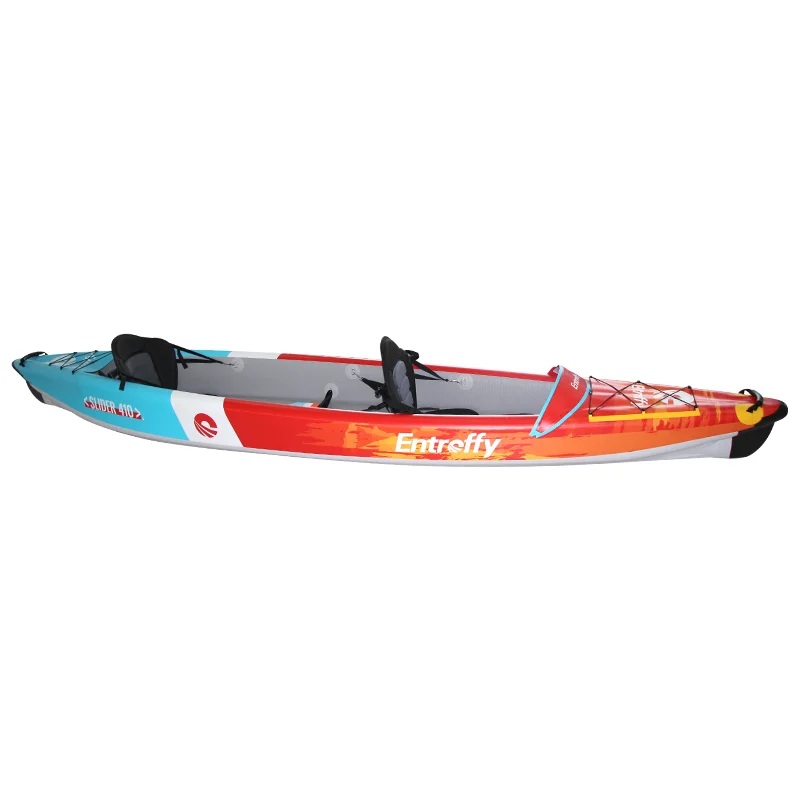 Red 2 Person Fishing Pedal Kayak PVC Drop Stitch Inflatable Foldable Eco-Friendly Sit-On-Top