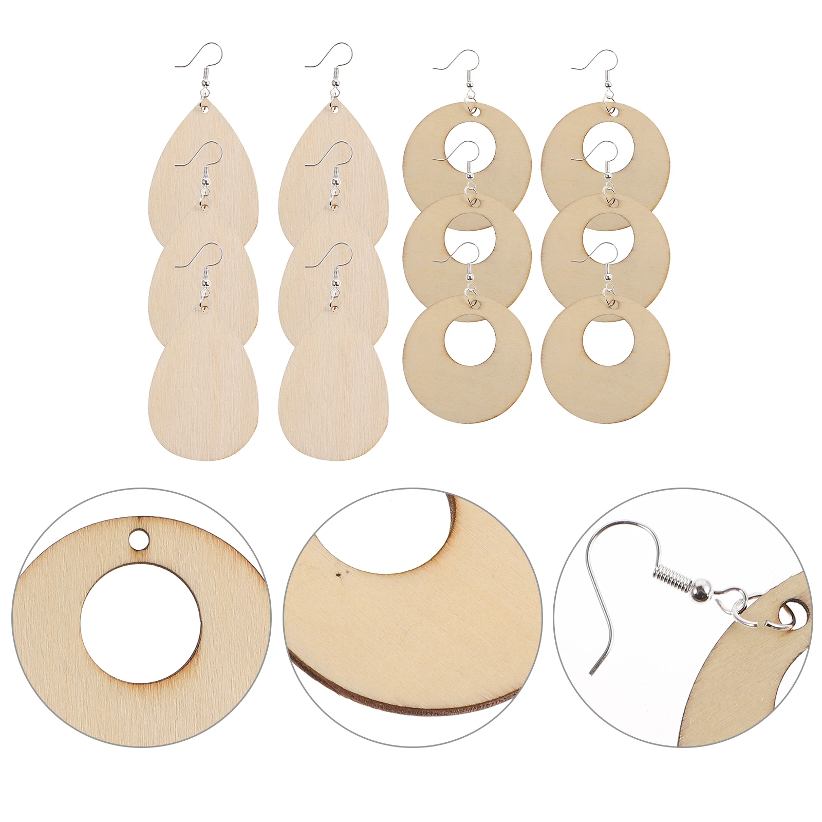 

300pcs Wooden Earring Set Dangle Unfinished Charms Pendants Jewelry Diy Kit Accessories Handmade Craft Supplies