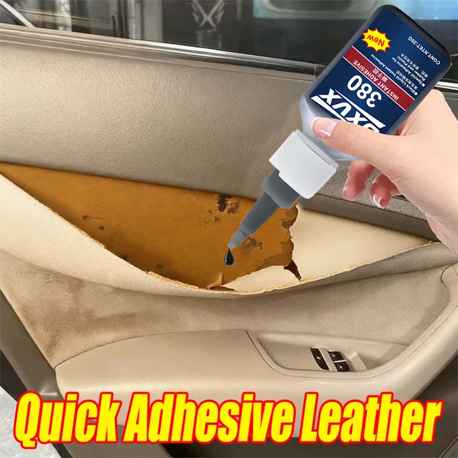 JXVX Car Interior Adhesive Strong Leather Repair Glue Strong Bond Quick Dry Flexible For Seats Steering Wheel Sofa No Clamping .