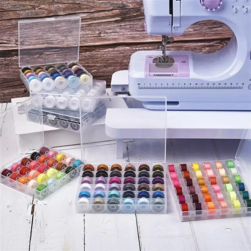 Multicolor Thread Spools Sewing Machine Bobbins Plastic Bobbins with Thread for Sewing Machines Quilting Sewing Accessories