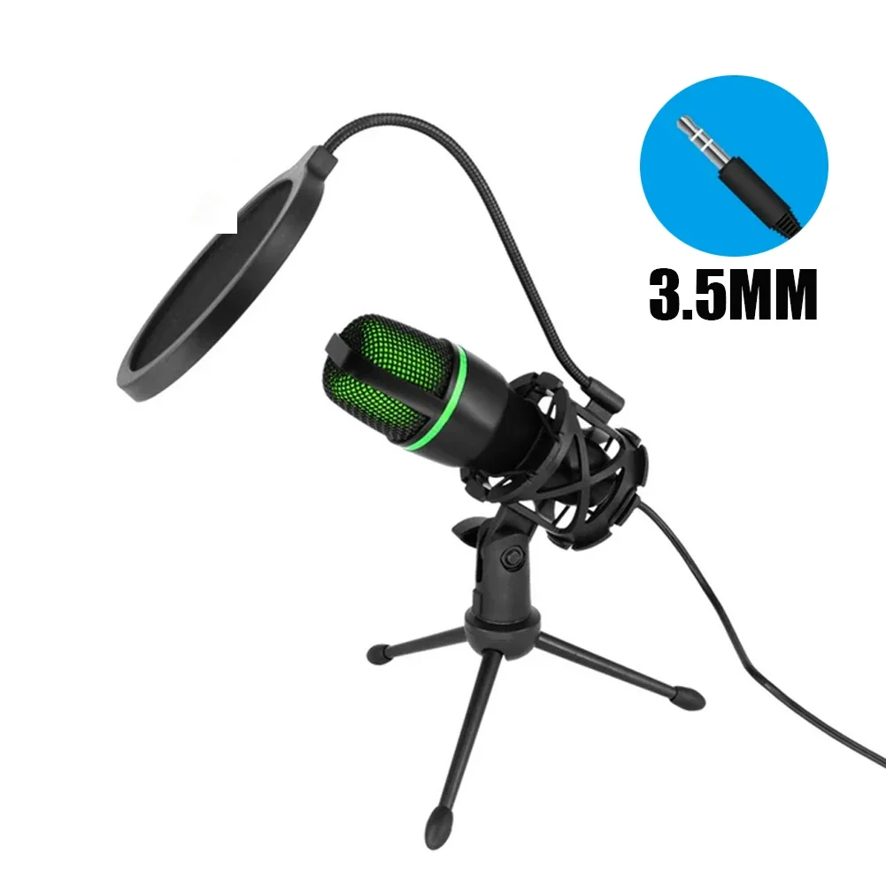 Condenser Microphone Compatible For PC Laptop 3.5MM Plug And Play Gaming Mic With Stand For Podcast Recording Studio Streaming