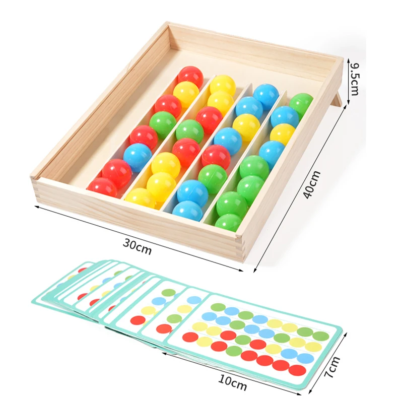 Wooden Rainbow Ball Sorting Board Game Montessori Parish Toys Color Cognition Logical Thinking Challenge Strategy Game Social