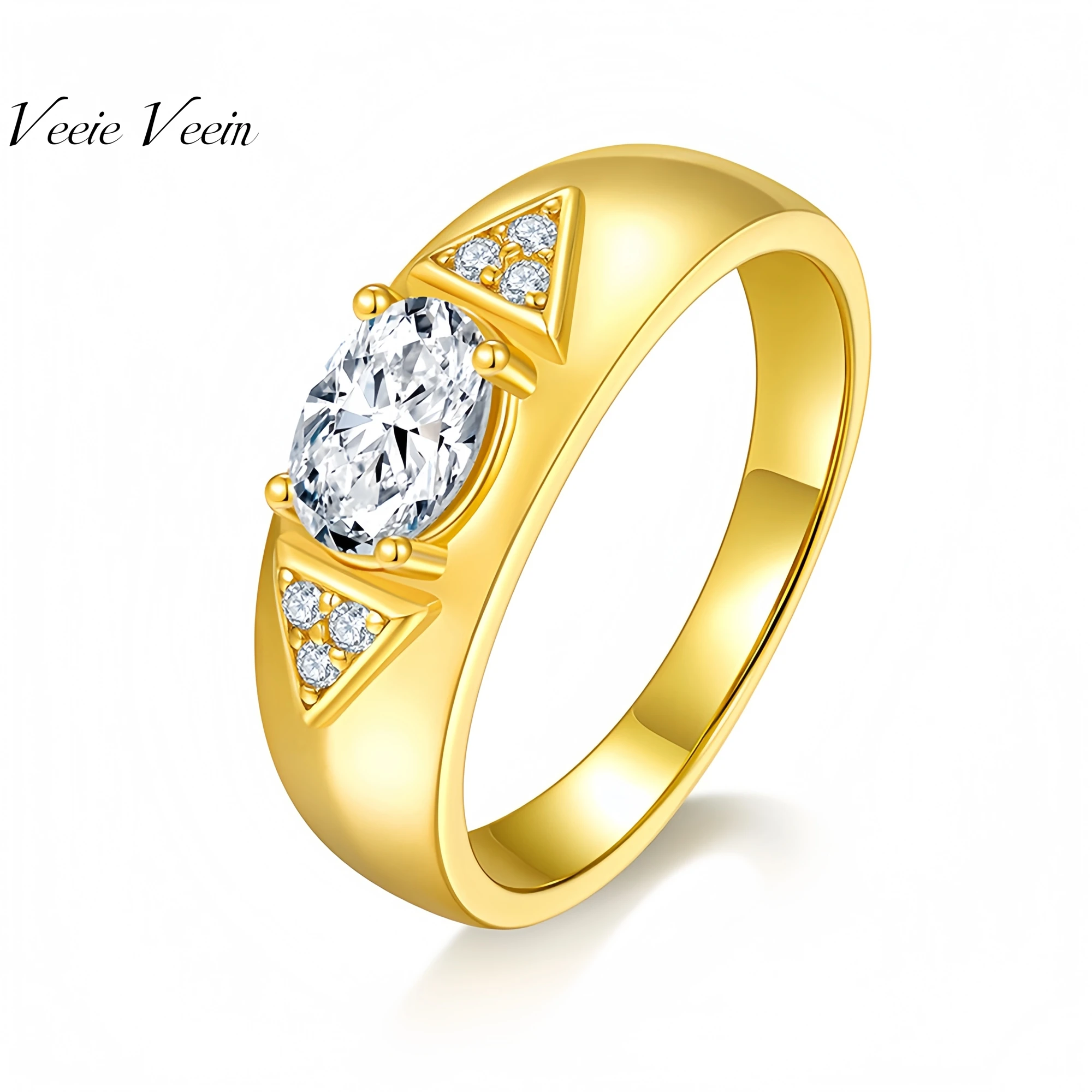 

Veeie Veein Luxury Brand Fashion S925 Sterling Silver Ring For Women 1-Carat Moissanite GRA Certificate Ring Jewelry