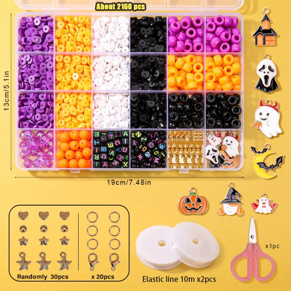 

Acrylic Friendship Bracelet Making Set Letter Spacer Beads Halloween Beads Bracelet Making Kit Skull Bead 24 Grid Box