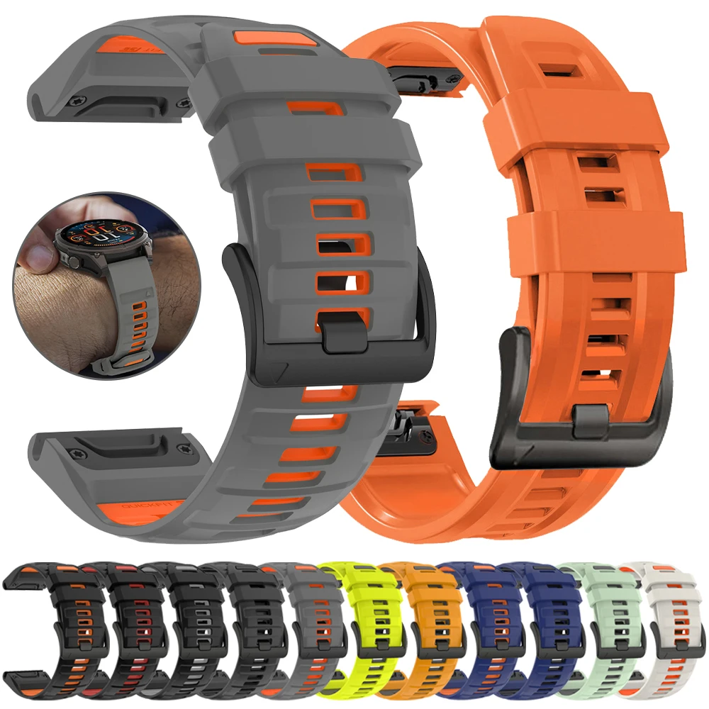 22mm 26mm QuickFit Armband für Garmin Fenix 8 Pro 47mm 51mm E 7X 7 6 6X/Quatix 8/Forerunner 970/D2 Delta/Instinct 3 Silikonbänder