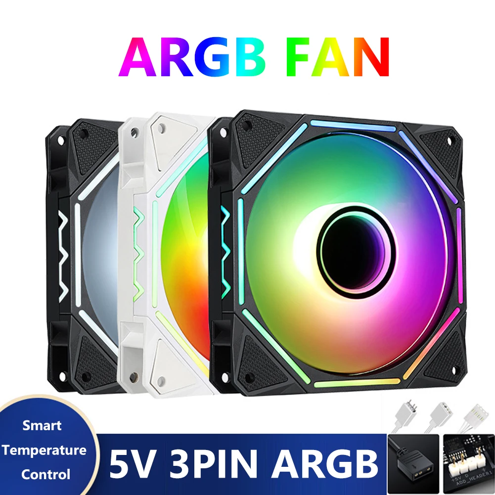 120mm ARGB Fan Cooler Cooling Radiator 12V 4-pin PWM 24 LED Beads Desktop PC Computer Case Cooling Fan Chassis Fans Aura Sync