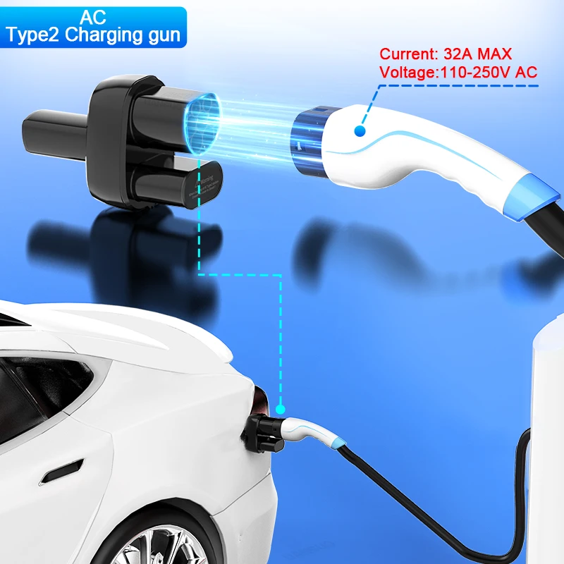 CCS2 إلى NACS EV مهايئ شاحن التيار المتناوب 32A تيار مستمر 400A CCS2 إلى تسلا شحن السيارات 500 فولت-1000 فولت تيار مستمر 110 فولت-250 فولت محول التيار المتردد لنموذج Y/S/3/X