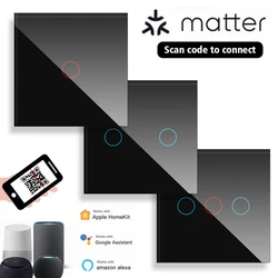 Matter No APP smart switch Alexa Google required Intelligent Control Scan QR Code to Connect Touch Light tempered glass Switch