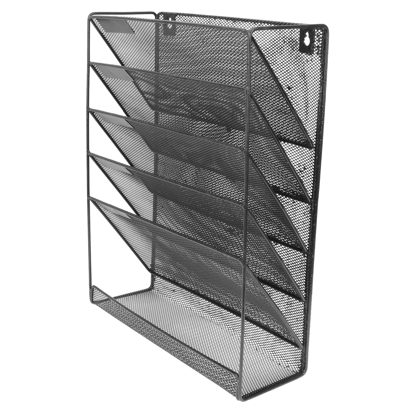 

File Organizer Wall Hanging Holder Rack Mail Folder Magazine Office Paper Document Letter Sorter Mesh Mount Vertical Metal Bin