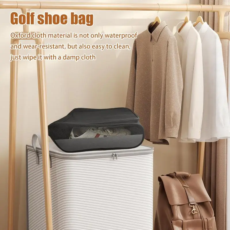 Portable Golf Shoe Bag Oxford Cloth Shoes Carrier Bags Handbag Dustproof Travel Shoe Storage Bag for Travel Golfing Camping