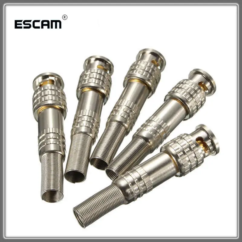 5pcs/lot BNC Male Connector RG-59 for Coaxical Cable Brass End Crimp Cable Screwing CCTV Camera BNC connector by ESCAM BNC01