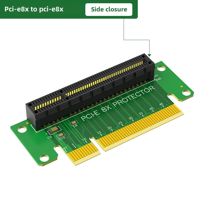 PCI-E x8 left steering card turns 90 degrees to the left, 1U height PCI-E 8x adapter card steering card