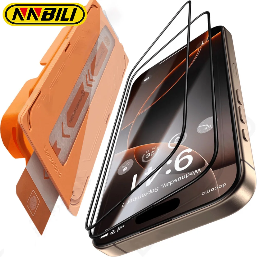 NNBILI 2 szt. Szkło Hartowane Odporne na Pęknięcia Pasujące do iPhone 13 14 15 16 17 Pro Max 16e 17 Air Folia…