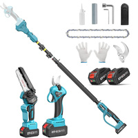 Seesii 3-in-1 6'' Electric High Branch Saw Brushless Chainsaw w/2.4m Extension Telescopic Rod Wood Cutter Pruning Garden Tools