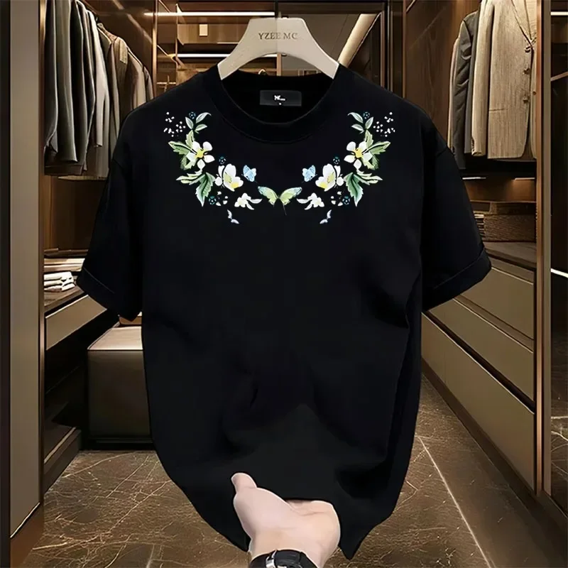 Luxury high-end pattern printing 100% cotton men's T-shirt summer casual fashion T-shirt trendy brand high quality short sleeve - Image 4