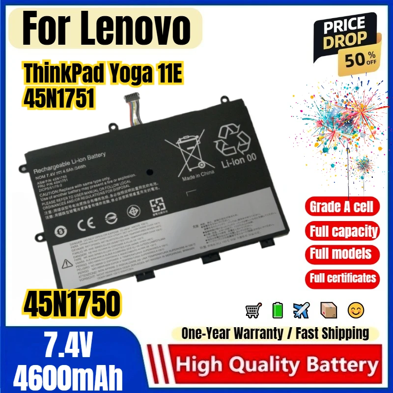 45N1750 for Lenovo ThinkPad Yoga 11E 45N1751 Laptop Battery 0 Cycle High Quality High Capacity Battery Replacement Bateria