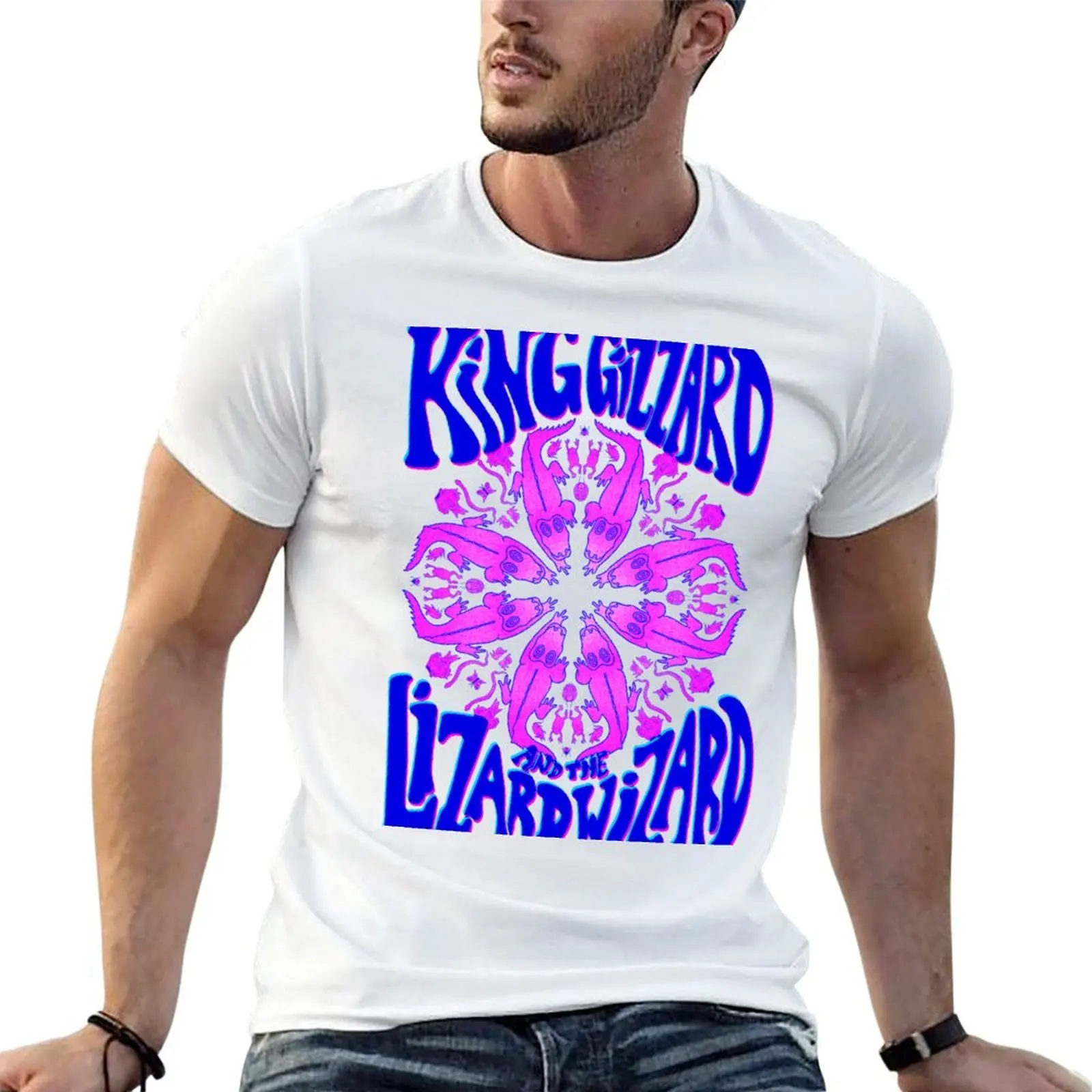 King Gizzard Kaleidoscope of Life (just pink and blue version) T-Shirt Heavy Duty Casual Work Tee