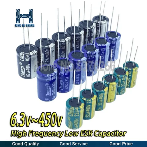 Condensador electrolítico de alta frecuencia 6,3 V 10V 16V 25V 35V 50V 400V 450V 22UF 100UF 220UF 330UF 470UF 680UF 1000UF 1500UF 2200UF