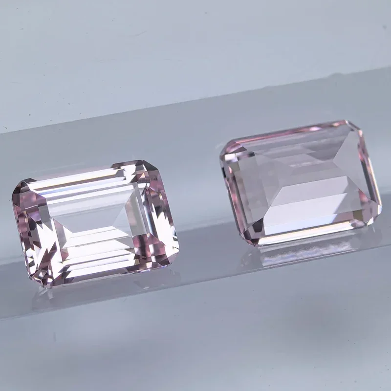 Lab Grown Sapphire Emerald Cut Sakura Pink Color VVS1 Gemstone Charms DIY Jewelry Making Materials Selectable AGL Certificate