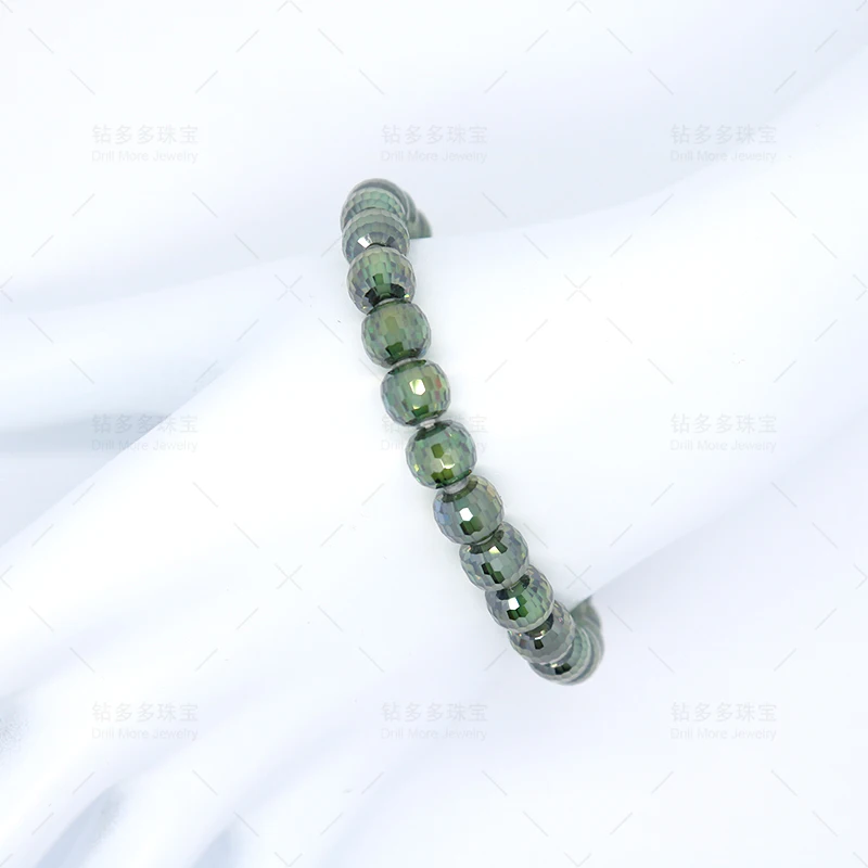 Fine Moissanite Green Beaded Bracelet Artificial Cultivation Of High-grade Jewelry Girls Essential Bracele