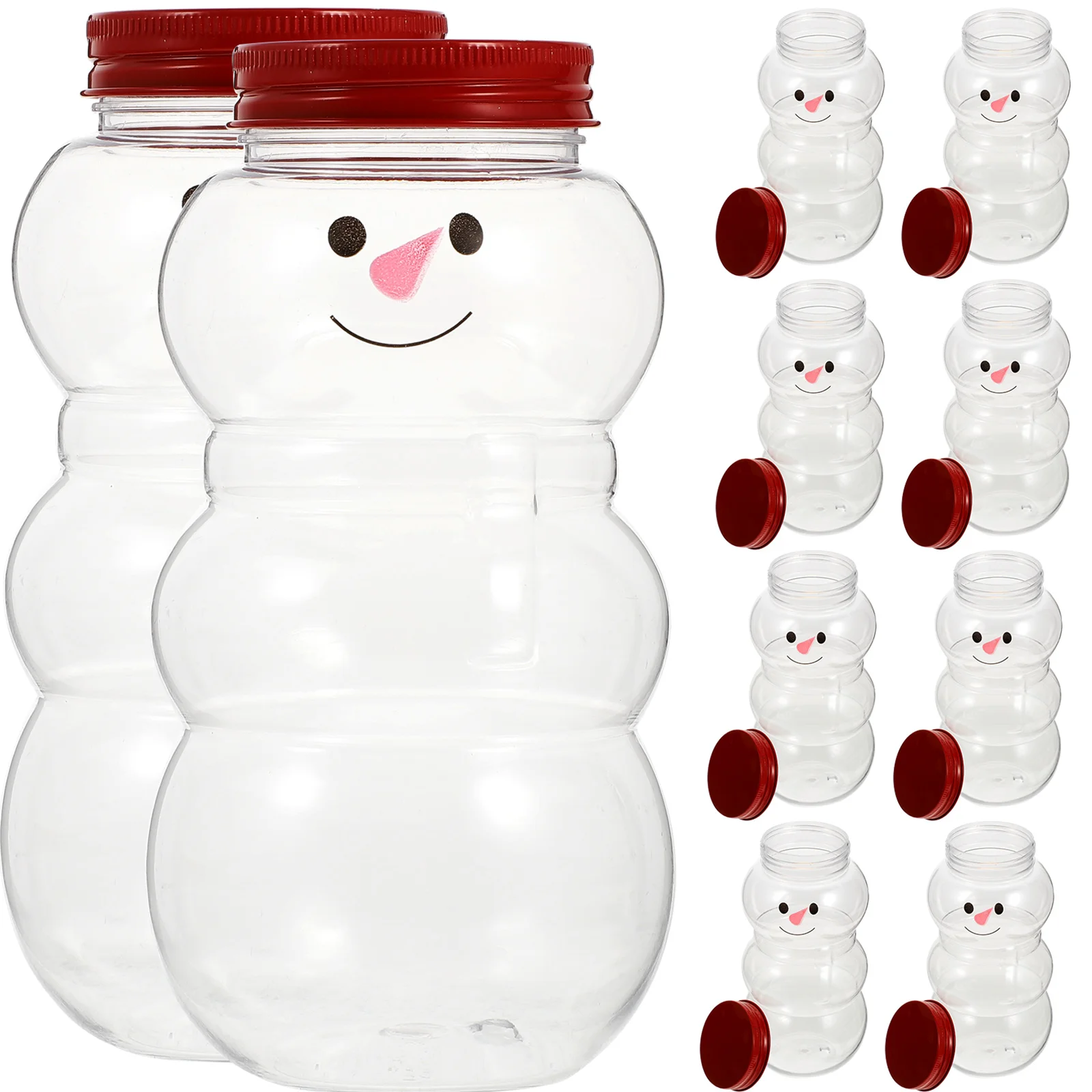 

10Pcs Reusable Plastic Juice Bottles Christmas Snowman Beverage Bottles Empty Juice Bottles Christmas Candy Jar Milk Tea Bottles