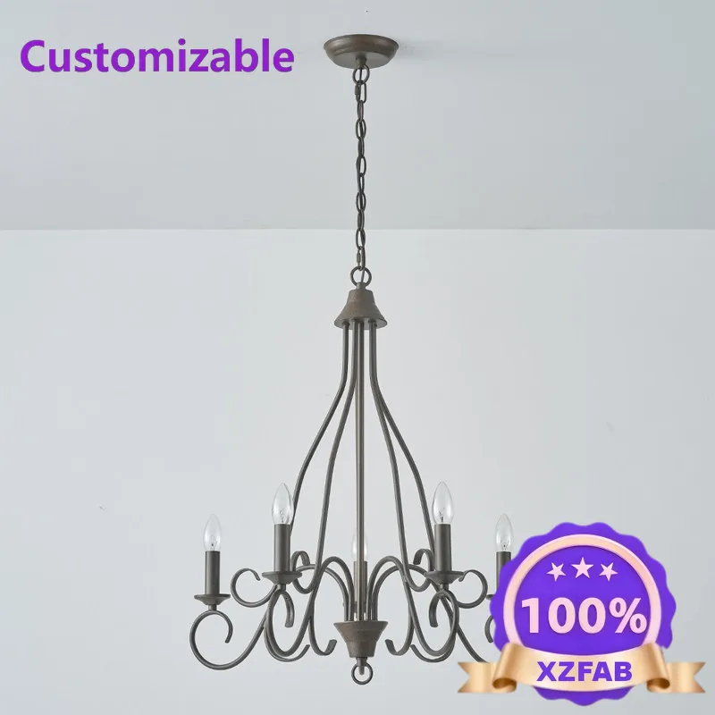 Factory Direct 2026 French countryside simple wrought iron chandelier, American creative restaurant light, living room art lamp