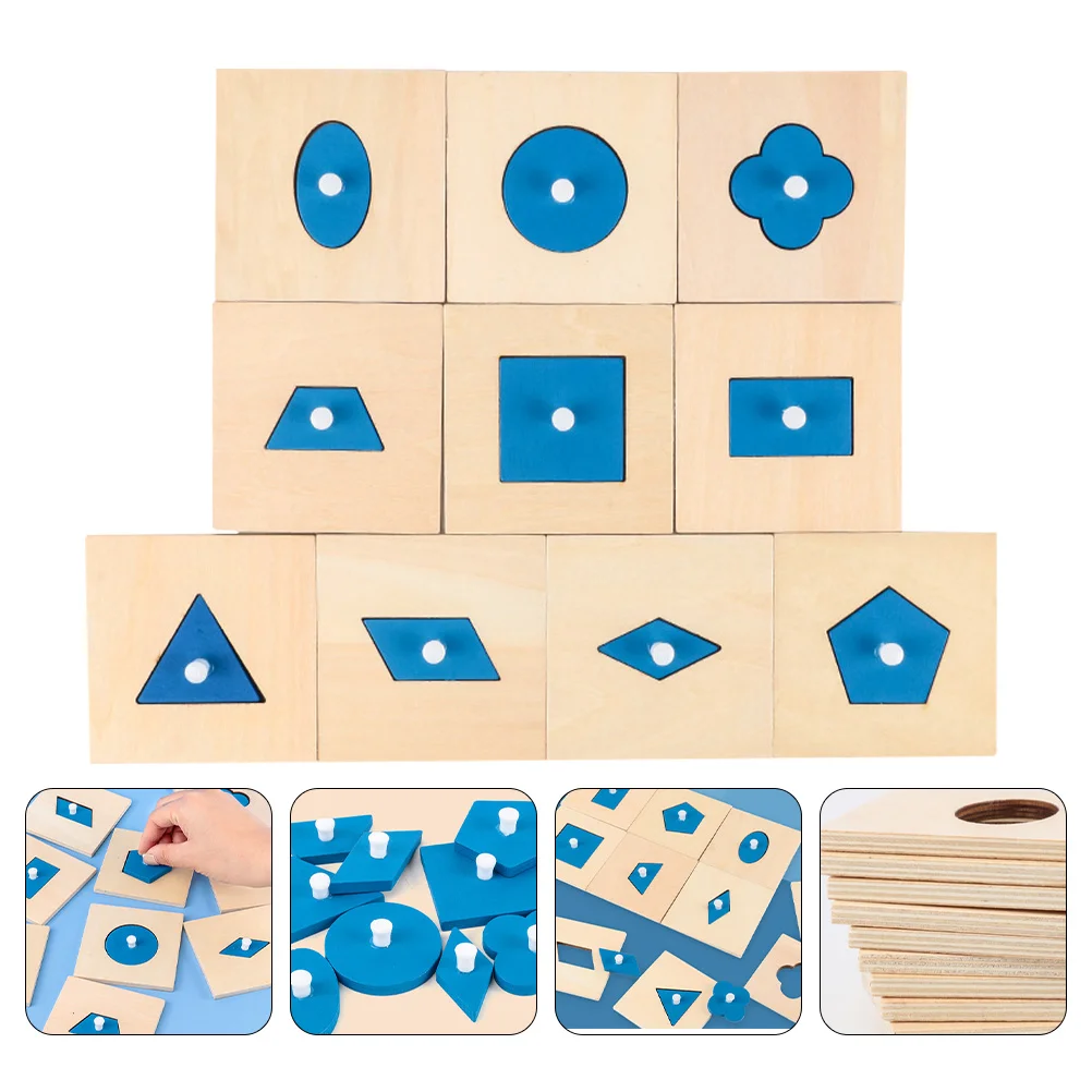 

10 Pcs Kids Puzzles Geometry Board Shape Matching Toys Blocks Plaything Children