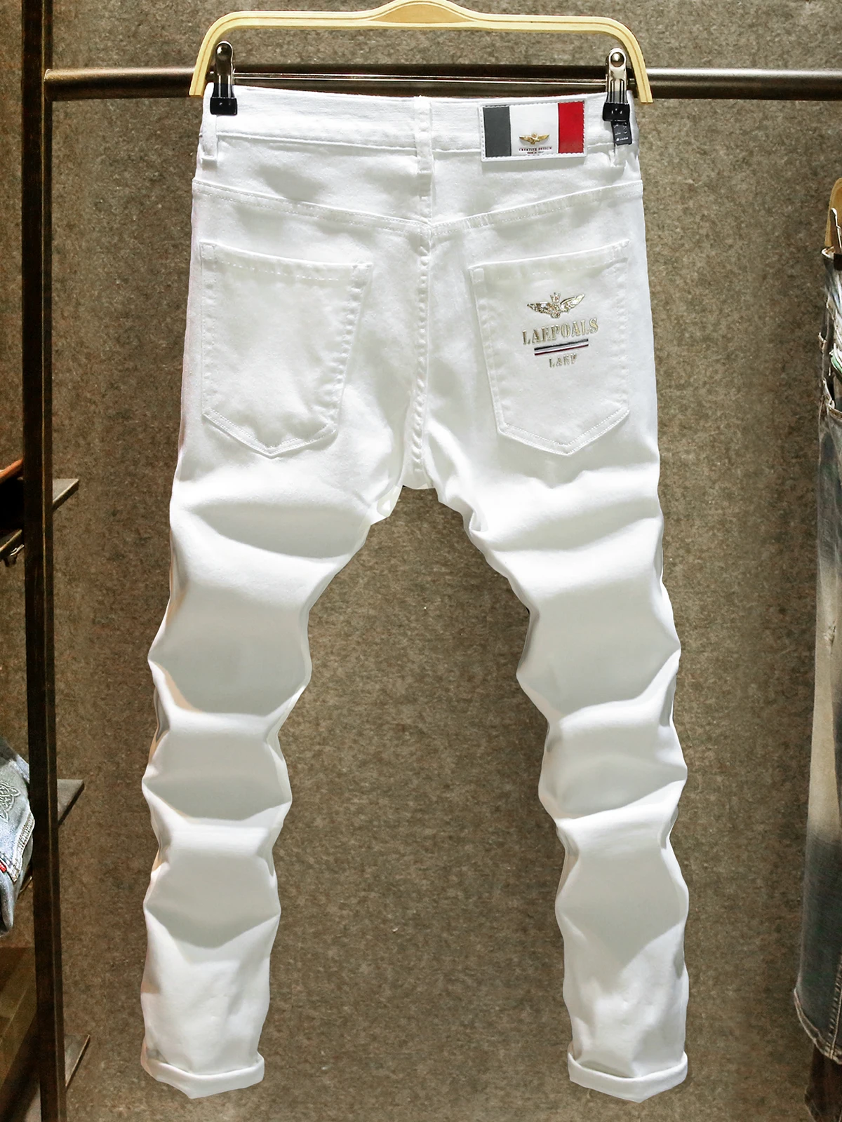 

Модные белые облегающие мужские джинсы, повседневные, элитные, универсальные, осенние, новые, эластичные, прочные, износостойкие, повседневная одежда