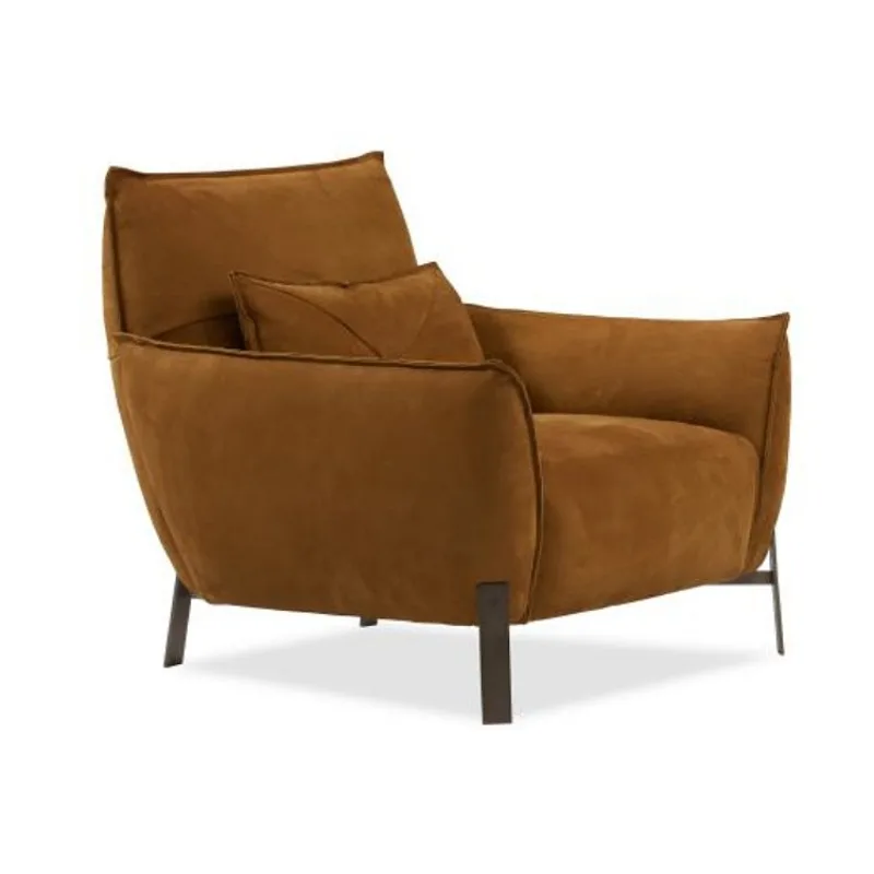 Light luxury leather armchair down filled minimalist leisure area single sofa
