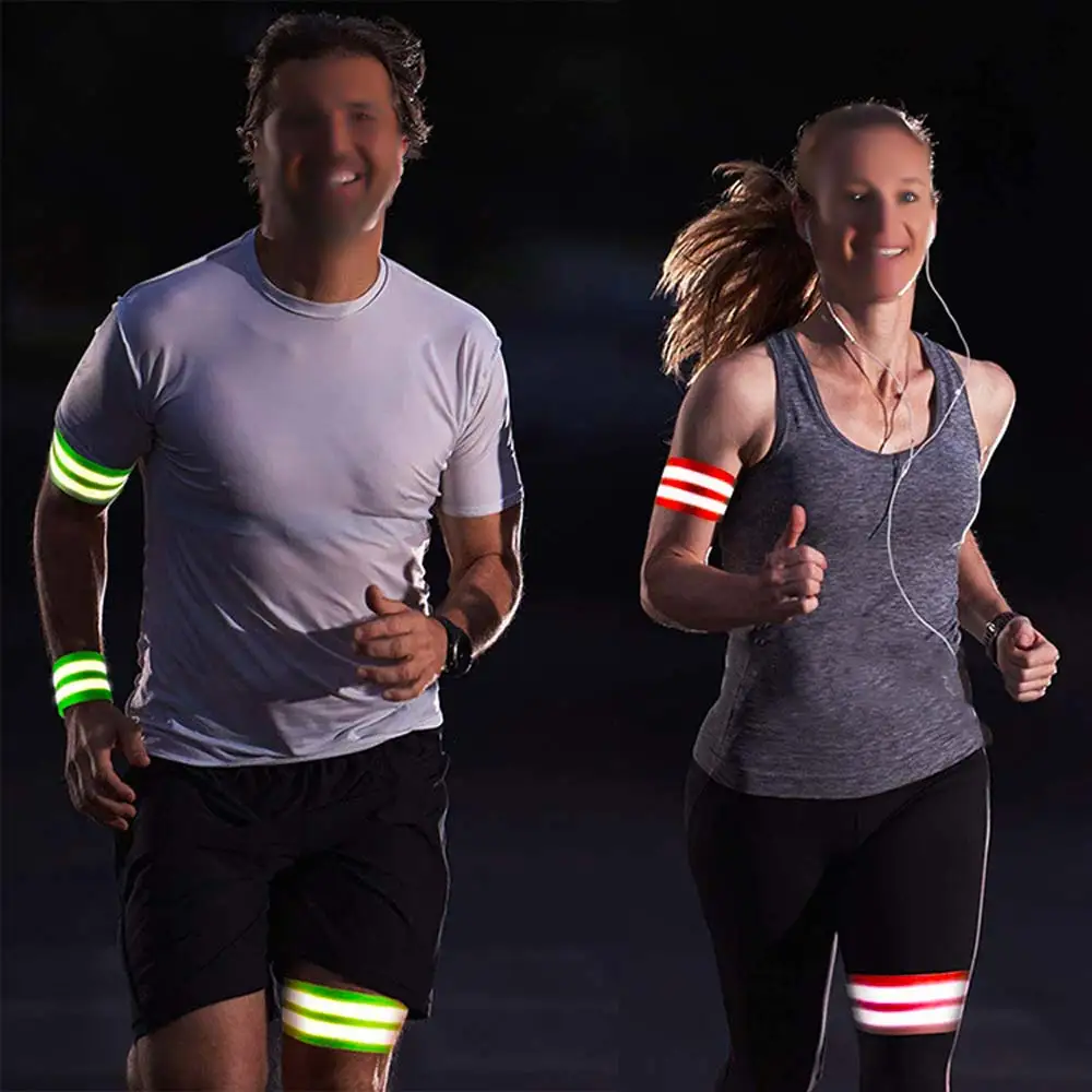 8PCS Wristband Multifunctional Warning Reflective Bands Safety Elasticated Reflector Tape Adjustable Elastic Armband Arm