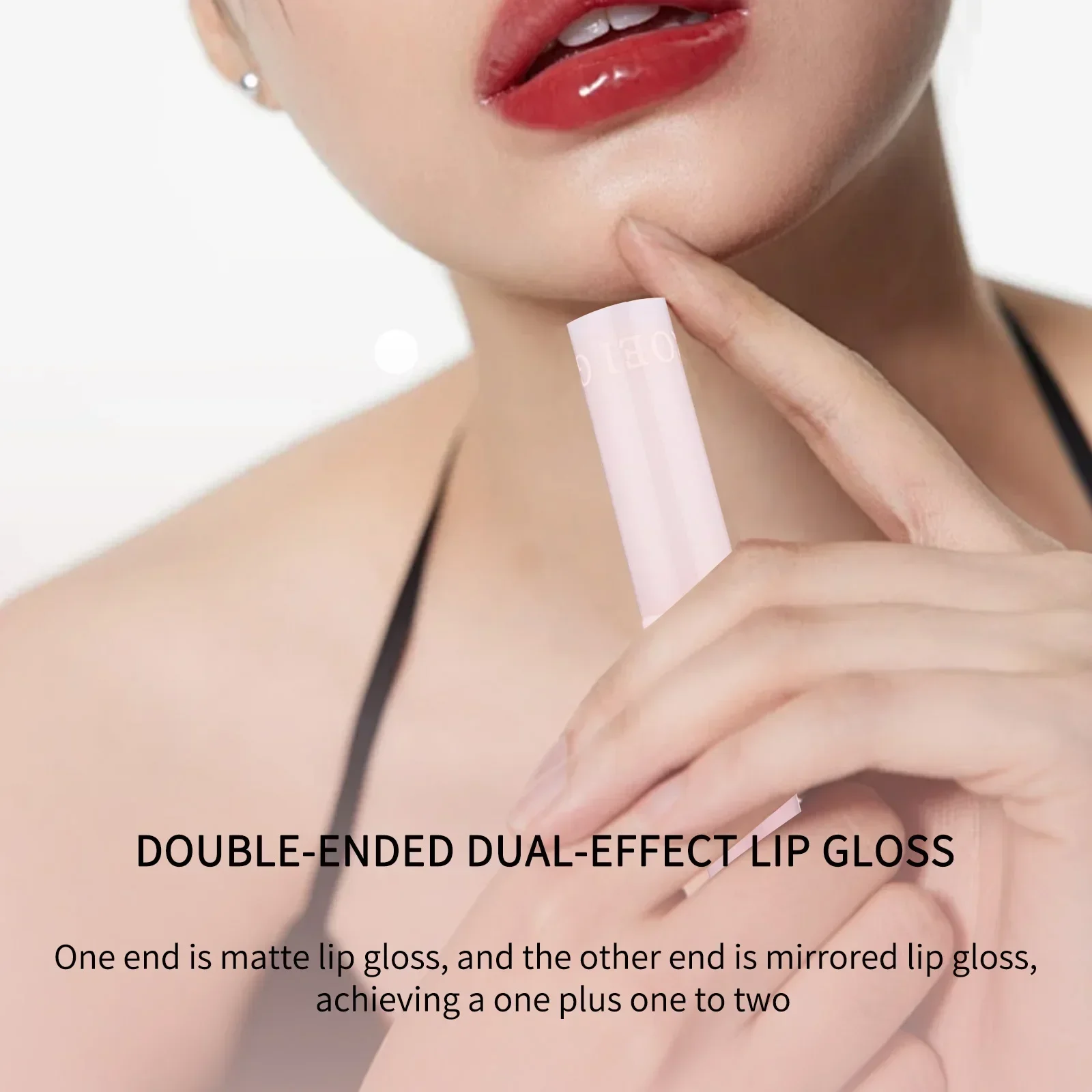 GROEI Vernis à lèvres double extrémité, brillant miroir 2 en 1 et velours mat, tasse antiadhésive longue durée, cosmétique pour les lèvres dodues 3D