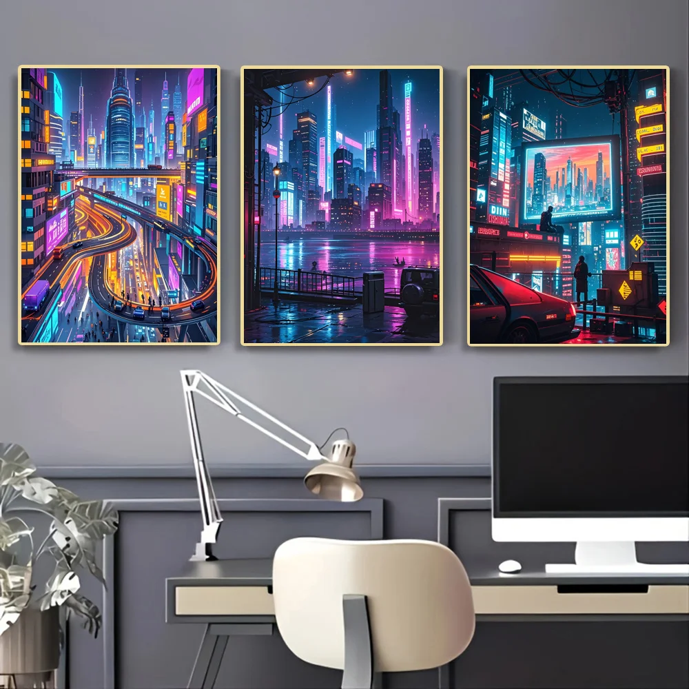 

500/1000/1200/2000PCS Puzzles for Adults,Cyberpunk Neon City Night Scene Jigsaw Puzzles Educational Games Home Decor Gifts