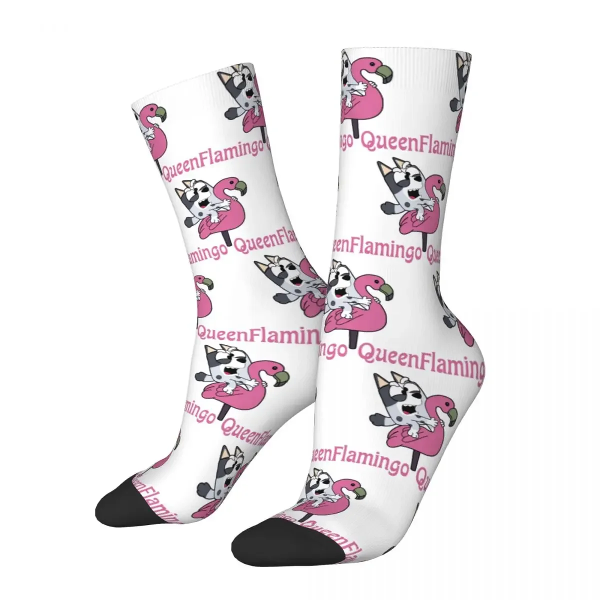 Meias Harajuku Rainha Flamingo Absorvendo Suor, Meias Longas Para Toda a Temporada, Acessórios para Homem e Mulher, Presente de Aniversário