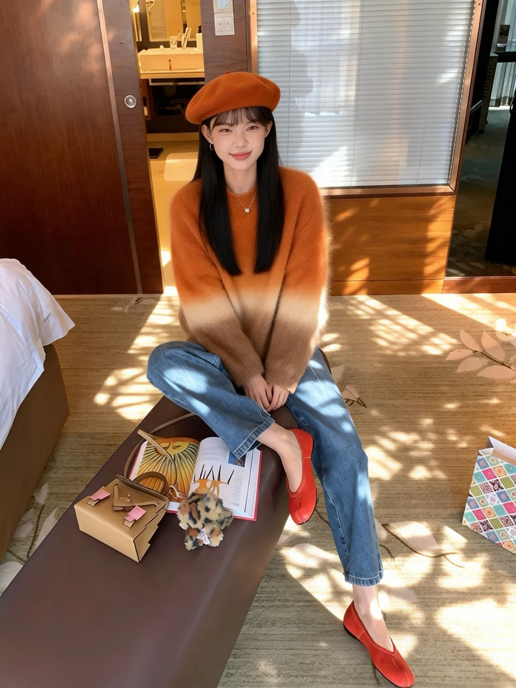 

100% шерстяной вязаный свитер Adient Lazy Rich Girl Camere, мягкий свободный крой, повседневный стиль, женская мода