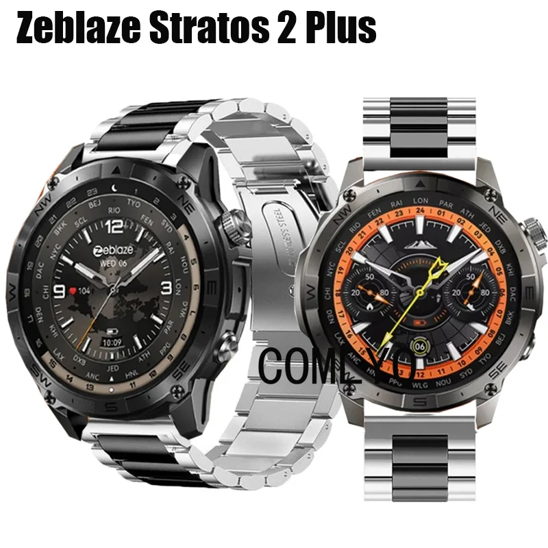 For Zeblaze Stratos 2 Plus Smart Watch Strap Stainless Steel Metal Band Bracelet Men Belt