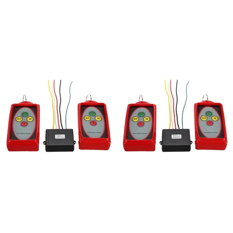 AB56-4X 12V-24V 433Mhz Digital Wireless Winches Remote Control Recovery Kit For Jeep SUV Off-Roads Trucks