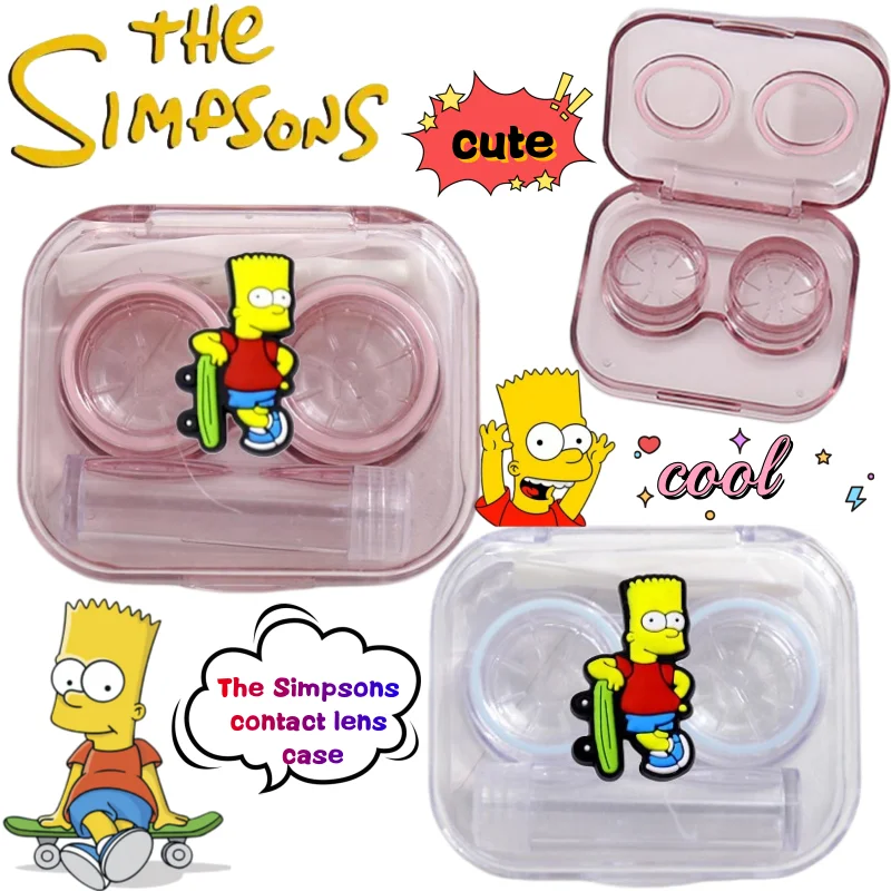 The Simpsons Contact Lens Box High Color Value Animation Cartoon Printing Creative Cute Student Beauty Contact Lens Storage Box