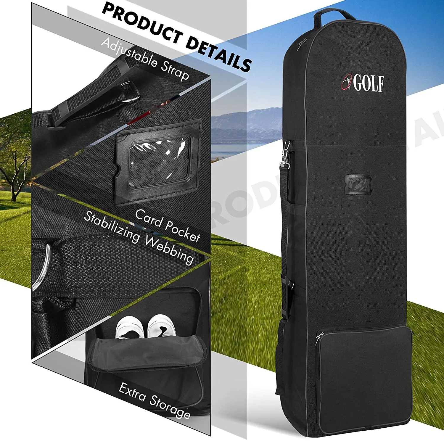 Golf Travel Plane Bags With Wheel And Detachable Shoulder Straps Foldable Golf Club Travel Cover for Airlines Golf Aviation Bag view 6