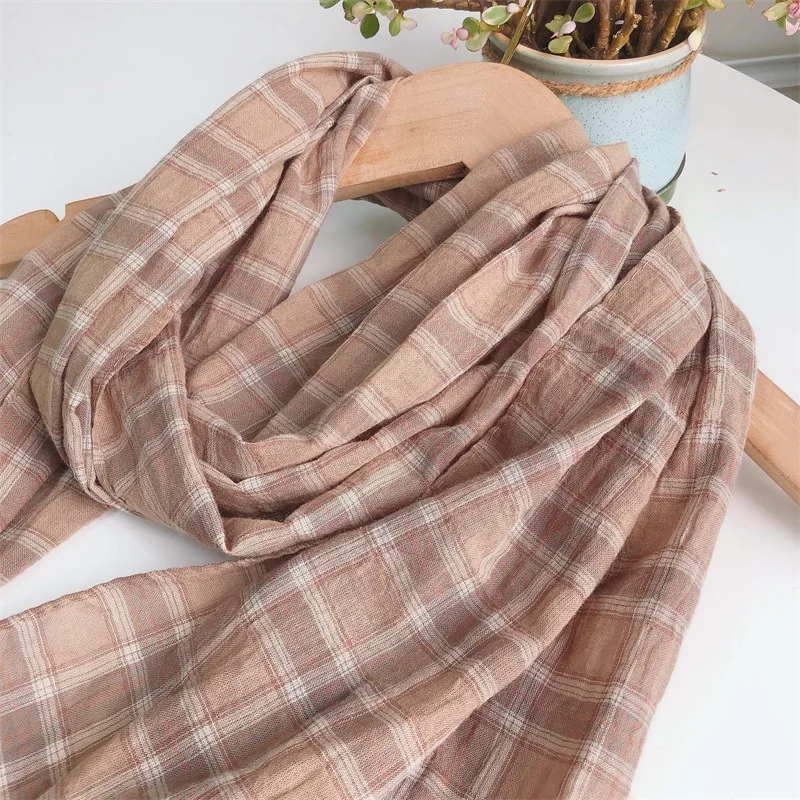 Autumn And Winter New Vintage Plaid Fashion Wild Warm Shawl Outdoor Sunscreen Silk Cotton Scarf For Women