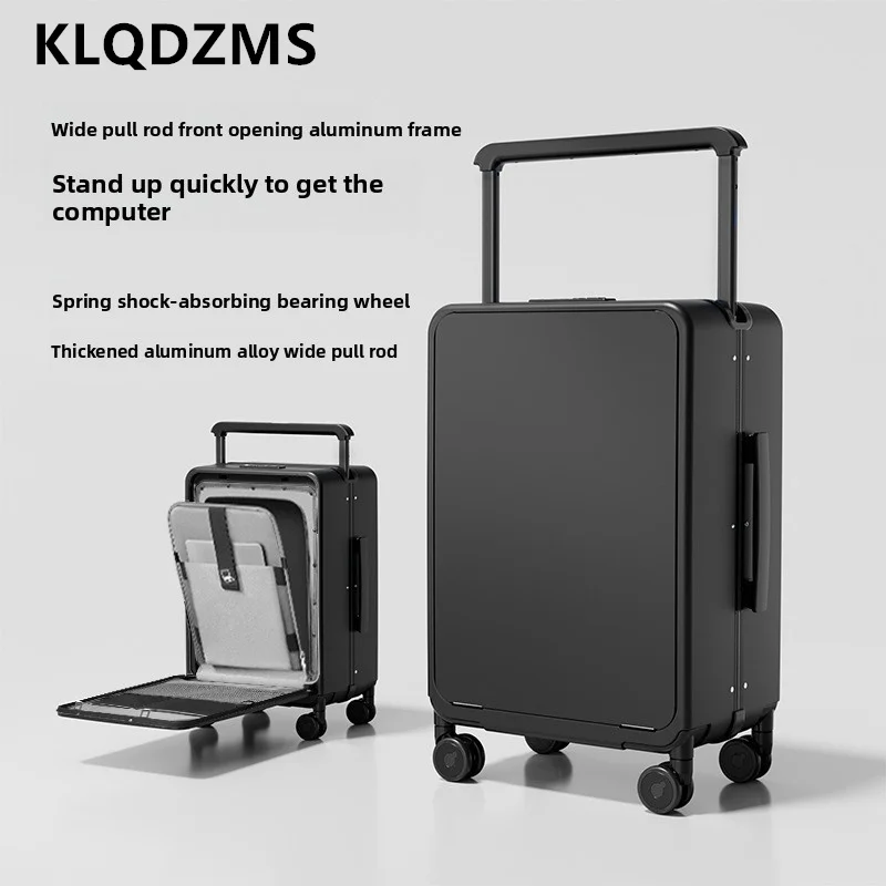 KLQDZMS High Quality Suitcase 20"24 Boarding Box Large Capacity PC Trolley Case Multi-function Front Opening Laptop Luggage