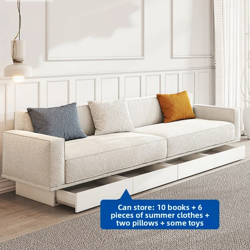 Straight sofa small apartment simple modern drawer storage