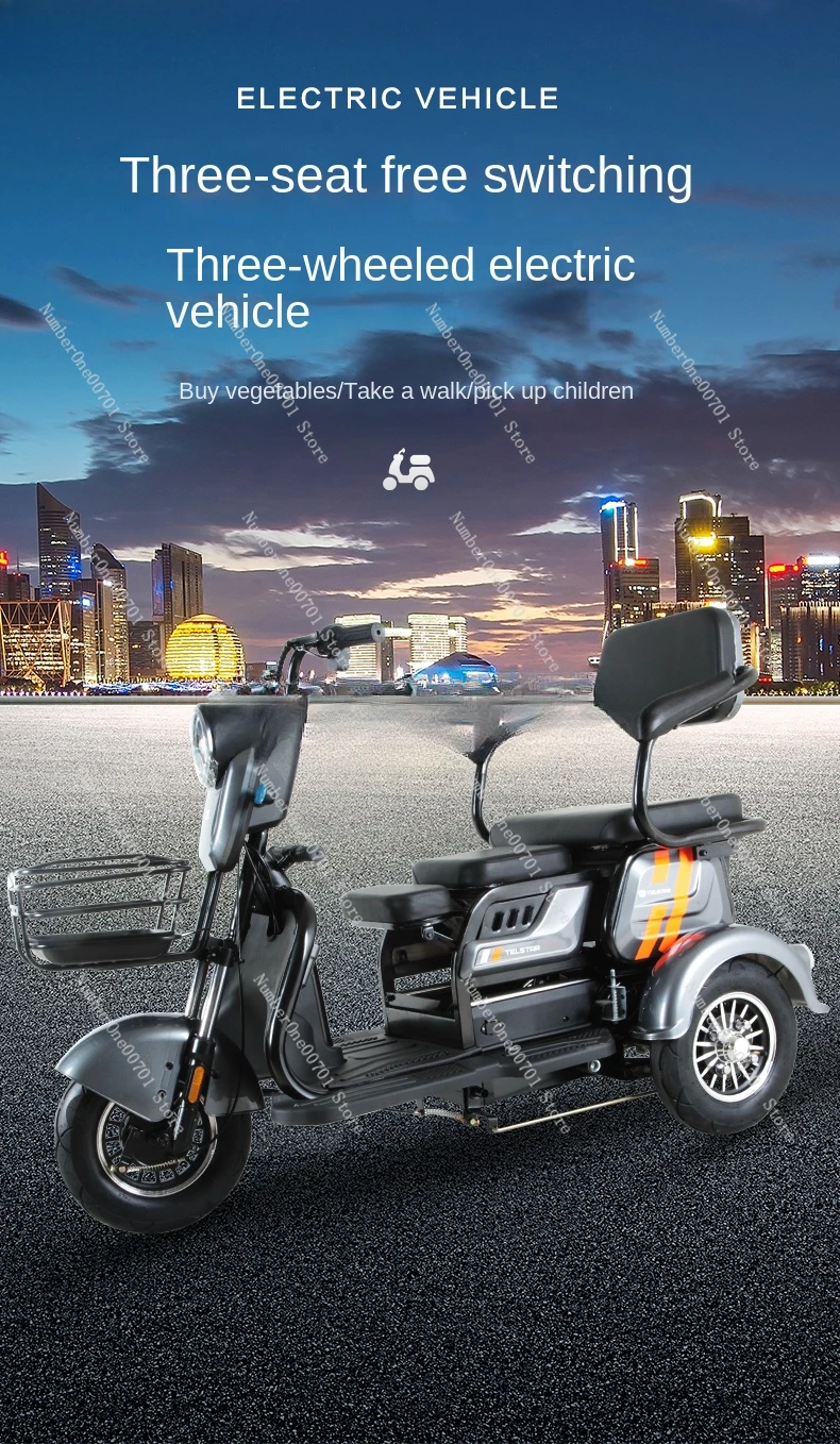 Electric Tricycle Motorcycle Hot Sell 3 Three Wheel Disability with Pedals for Adults/elderly