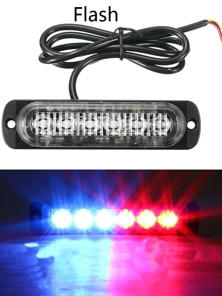 

1PCS 6LED 12-24V Strobe LED Hazard Beacon Emergency Flashing Side Marker Light Warning Signal Towing for Trailer Trucks Boat